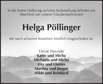 Traueranzeige von Helga Pöllinger von Pegnitz-Zeitung
